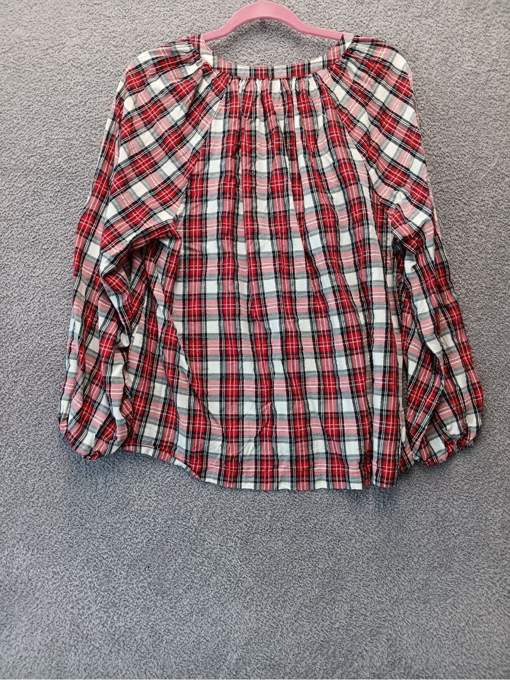 Old Navy Red White V-Neck Long Sleeve Cottage Core - Picture 3 of 6